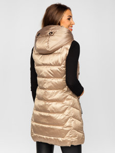 Gilet lungo trapuntato da donna beige Bolf B8107