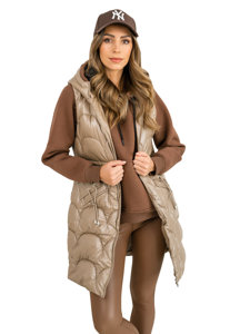 Gilet lungo trapuntato da donna beige Bolf B8172