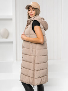 Gilet lungo trapuntato da donna beige Bolf MY6315