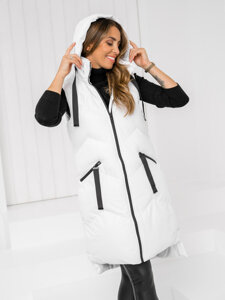 Gilet lungo trapuntato da donna bianco Bolf 5M788