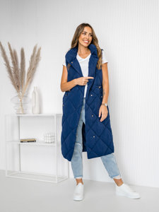 Gilet lungo trapuntato da donna blu Bolf 5M3167