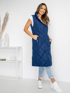 Gilet lungo trapuntato da donna blu Bolf 5M3167