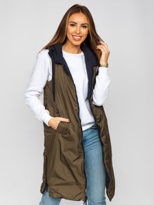 Gilet lungo trapuntato da donna blu dwustronna Bolf B8022