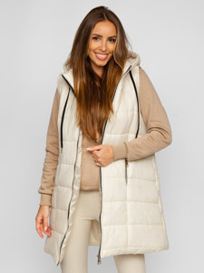 Gilet lungo trapuntato da donna ecrù Bolf 82019