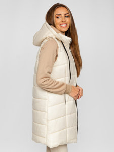 Gilet lungo trapuntato da donna ecrù Bolf 82019