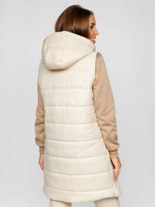 Gilet lungo trapuntato da donna ecrù Bolf 82019