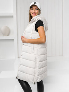 Gilet lungo trapuntato da donna ecru Bolf MY6315