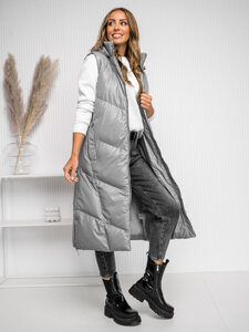 Gilet lungo trapuntato da donna grigio Bolf 5M3183