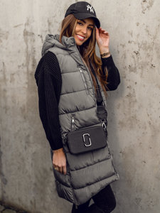 Gilet lungo trapuntato da donna grigio Bolf 81261