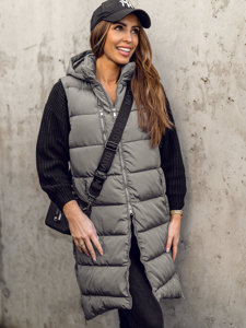 Gilet lungo trapuntato da donna grigio Bolf 81261