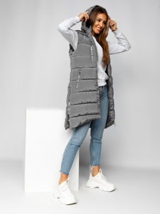 Gilet lungo trapuntato da donna grigio Bolf 81261