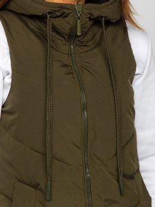 Gilet lungo trapuntato da donna khaki dwustronna Bolf B8022