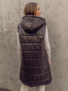 Gilet lungo trapuntato da donna marrone Bolf 82019