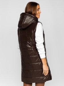 Gilet lungo trapuntato da donna marrone Bolf 82019