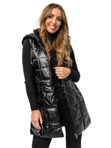 Gilet lungo trapuntato da donna nero Bolf 16M9123