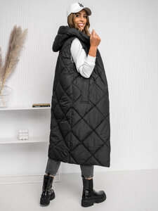 Gilet lungo trapuntato da donna nero Bolf 5M3165