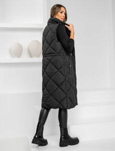 Gilet lungo trapuntato da donna nero Bolf 5M3167