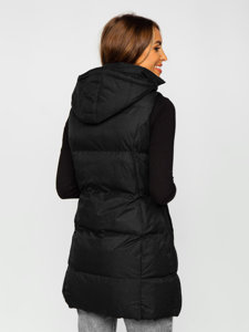 Gilet lungo trapuntato da donna nero Bolf 5M721