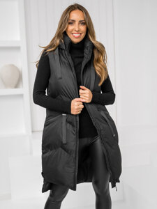 Gilet lungo trapuntato da donna nero Bolf 5M788