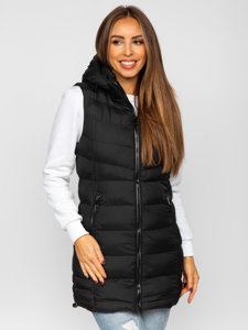 Gilet lungo trapuntato da donna nero Bolf 7044