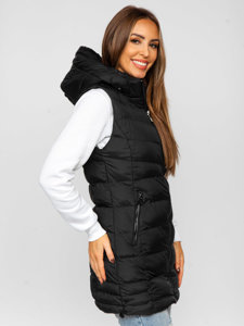 Gilet lungo trapuntato da donna nero Bolf 7044