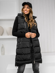 Gilet lungo trapuntato da donna nero Bolf 81261C