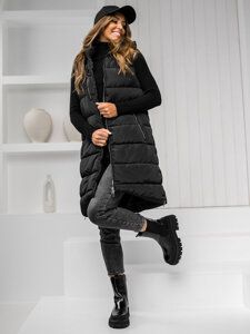 Gilet lungo trapuntato da donna nero Bolf 81261C