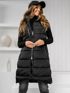 Gilet lungo trapuntato da donna nero Bolf 81261C