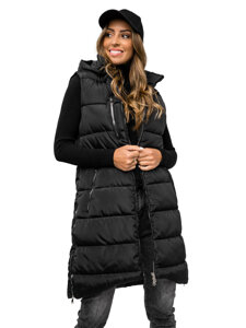 Gilet lungo trapuntato da donna nero Bolf 81261C