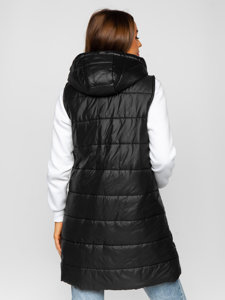 Gilet lungo trapuntato da donna nero Bolf 82019