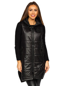 Gilet lungo trapuntato da donna nero Bolf B0122