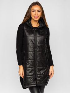 Gilet lungo trapuntato da donna nero Bolf B0122