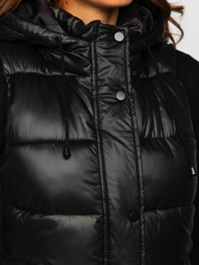 Gilet lungo trapuntato da donna nero Bolf B8021