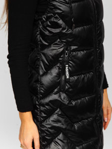 Gilet lungo trapuntato da donna nero Bolf B8107