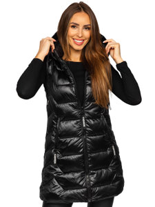 Gilet lungo trapuntato da donna nero Bolf B8107