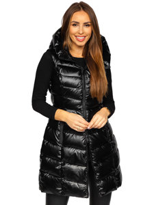 Gilet lungo trapuntato da donna nero Bolf DK103