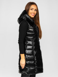 Gilet lungo trapuntato da donna nero Bolf DK103