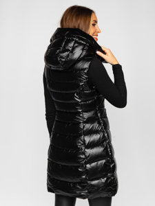 Gilet lungo trapuntato da donna nero Bolf DK103