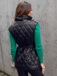 Gilet lungo trapuntato da donna nero Bolf JIN221A