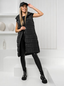 Gilet lungo trapuntato da donna nero Bolf MY6315