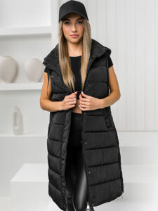 Gilet lungo trapuntato da donna nero Bolf MY6315