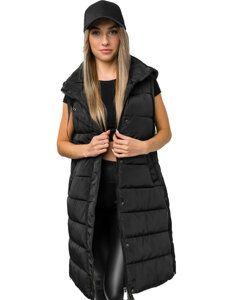 Gilet lungo trapuntato da donna nero Bolf MY6315