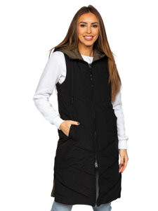 Gilet lungo trapuntato da donna nero dwustronna Bolf B8022