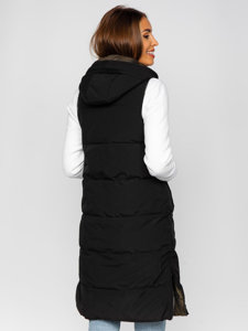 Gilet lungo trapuntato da donna nero dwustronna Bolf B8022