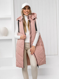 Gilet lungo trapuntato da donna rosa Bolf 5M3152