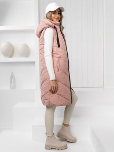 Gilet lungo trapuntato da donna rosa Bolf 5M3152