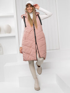 Gilet lungo trapuntato da donna rosa Bolf 5M3152