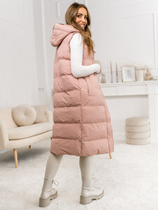 Gilet lungo trapuntato da donna rosa Bolf 5M728