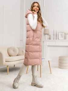 Gilet lungo trapuntato da donna rosa Bolf 5M728