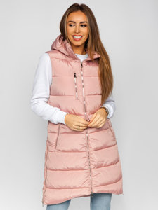 Gilet lungo trapuntato da donna rosa Bolf 81261